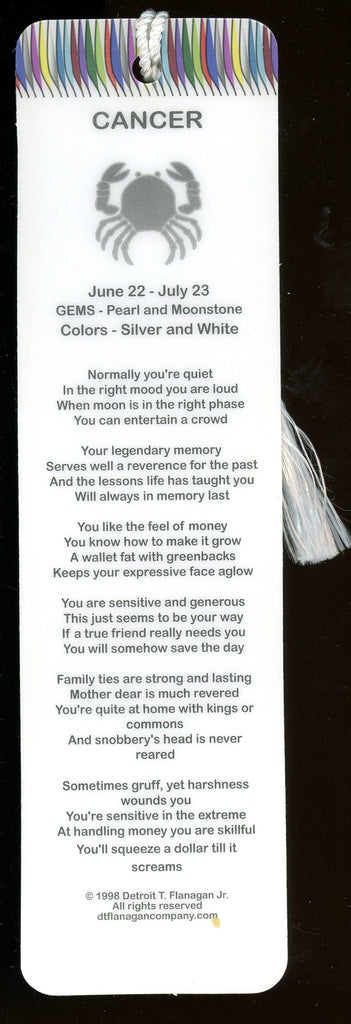 Cancer Poem Bookmark