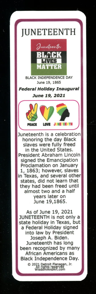Juneteenth First National Holiday Commemorative Bookmark