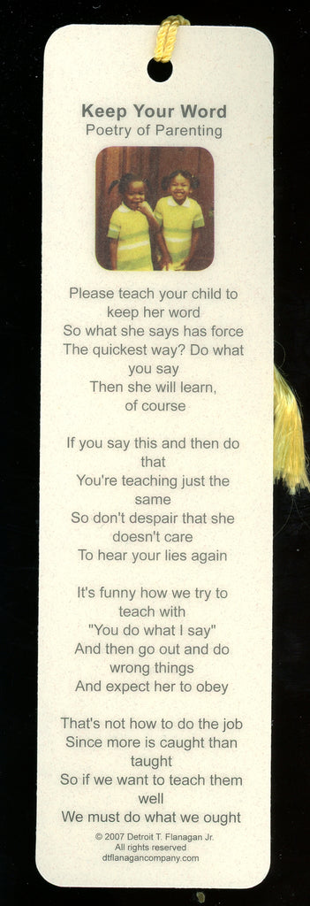 Keep Your Word - Parenting Poem Bookmark