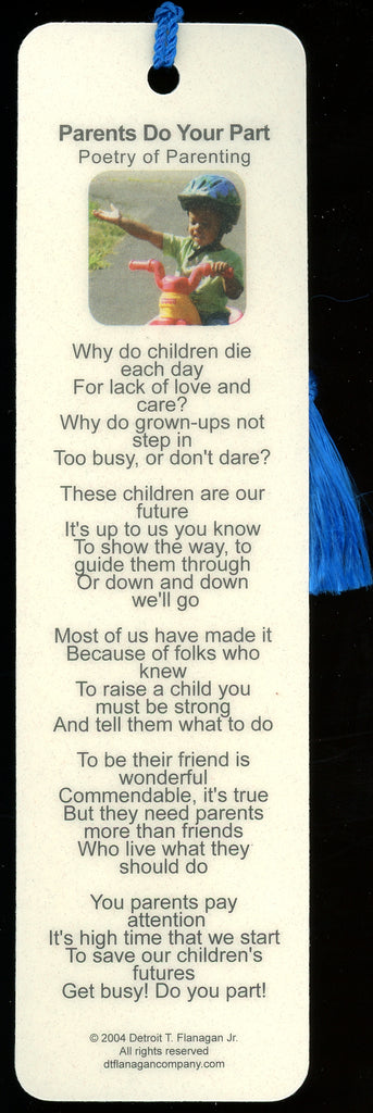 Parents Do Your Part - Poetry of Parenting Bookmark