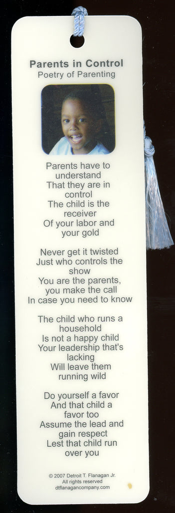 Parents in Control - Poetry of Parenting Bookmark