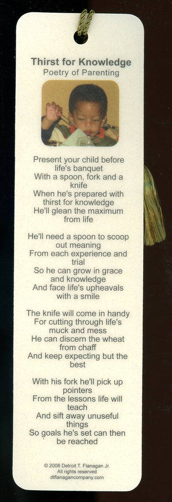 Thirst For Knowledge - Poetry of Parenting Bookmark